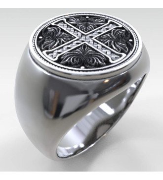 Chevalier Herren Signet Kreuz Ring 0567