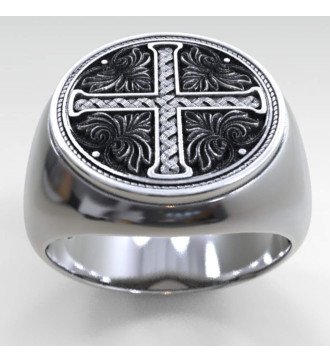Chevalier Mens Signet Cross Ring 0567