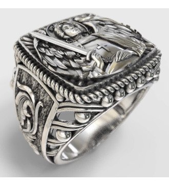 Vintage Christian Signet Sankt Michael Ring 0531