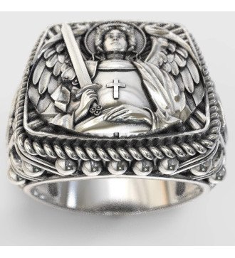 Vintage Christian Signet Saint Michael Ring 0531
