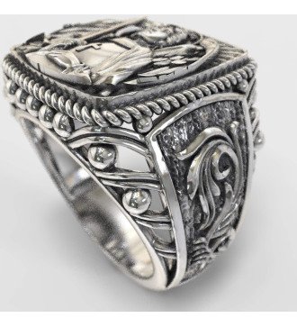 Vintage Christian Signet Saint Michael Ring 0531