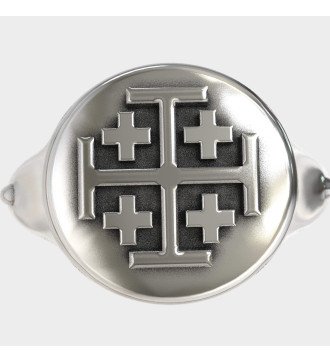 Men's Knight's Ring Silver Jerusalem Cross 0313