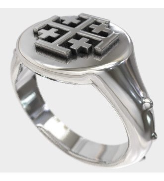 Men's Knight's Ring Silver Jerusalem Cross 0313