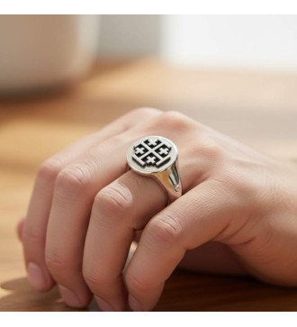 Men's Knight's Ring Silver Jerusalem Cross 0313