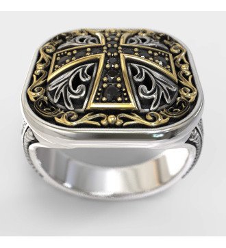 Мужское кольцо с крестом 0090K