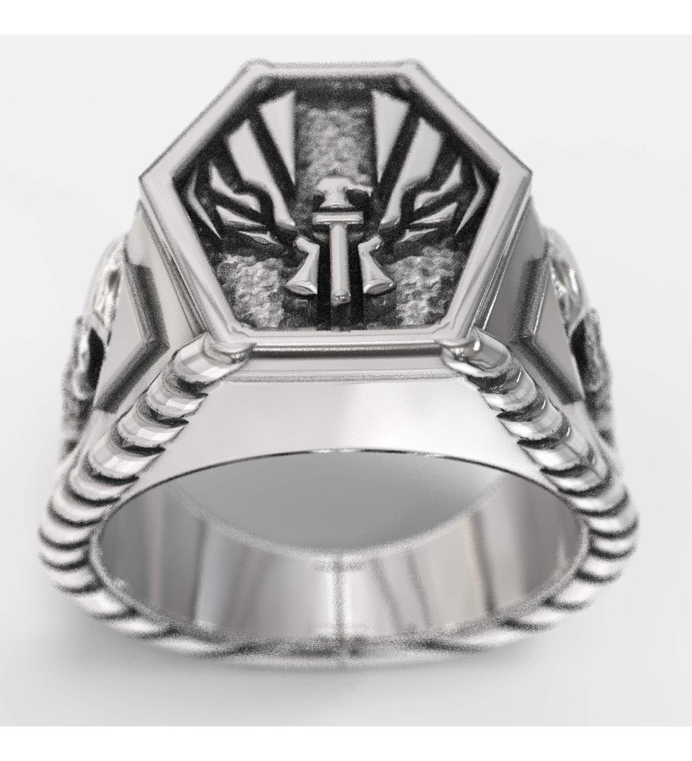 Skull Men's Silver Biker Ring 0068