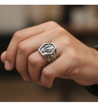 Skull Men's Silver Biker Ring 0068