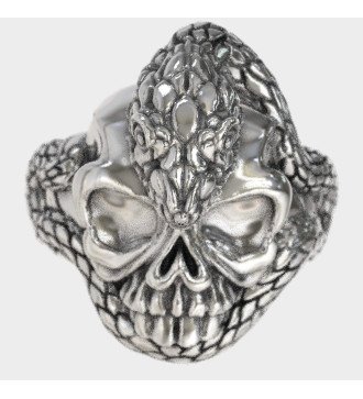 Rock Biker Δαχτυλιδι Με Νεκροκεφαλη Φιδι 0022