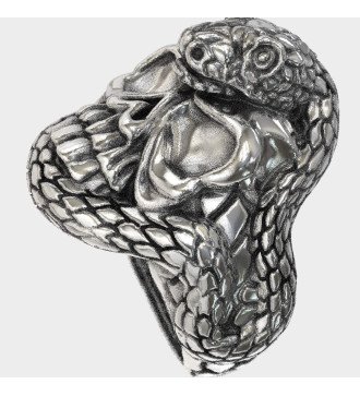 Rock Biker Ring mit Totenkopf Schlange 0022