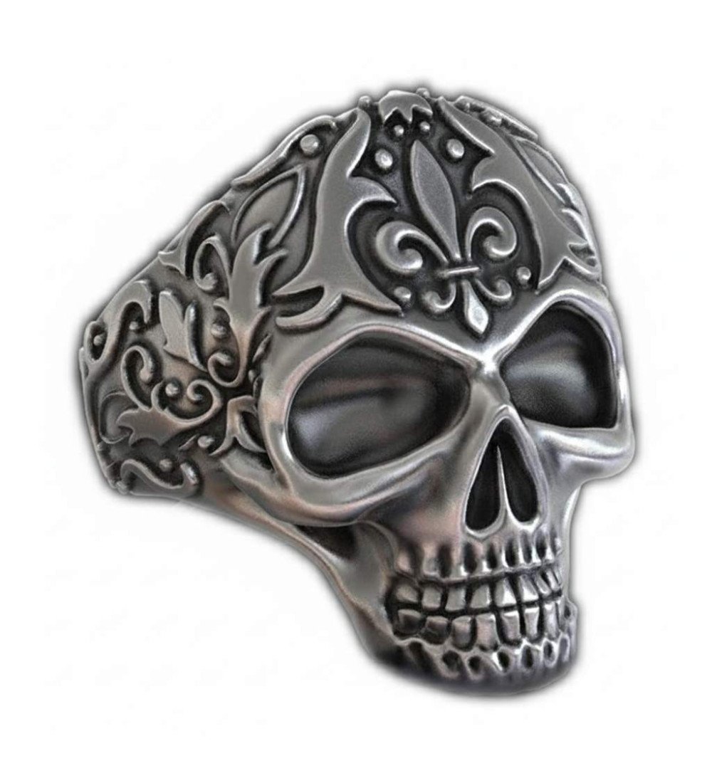 Fleur De Lis Men's Skull Ring 0030