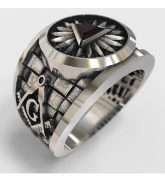 Pirámide Masónica Ojo de la Providencia Anillo de Plata