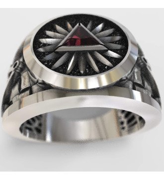 Masonic Pyramid Eye of Providence Freemasonry Silver Ring with
