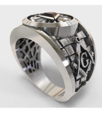 Pirámide Masónica Ojo de la Providencia Anillo de Plata