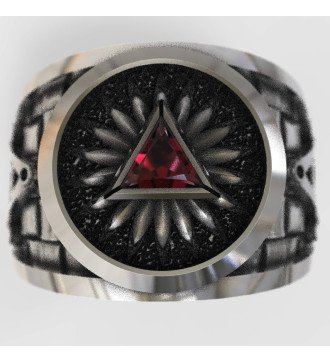 Masonic Pyramid Eye of Providence Freemasonry Silver Ring with