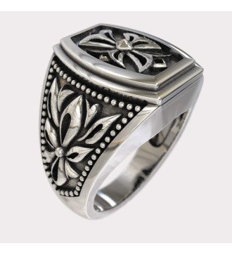 Anillo de Caballero Cristiano con Cruz 0010