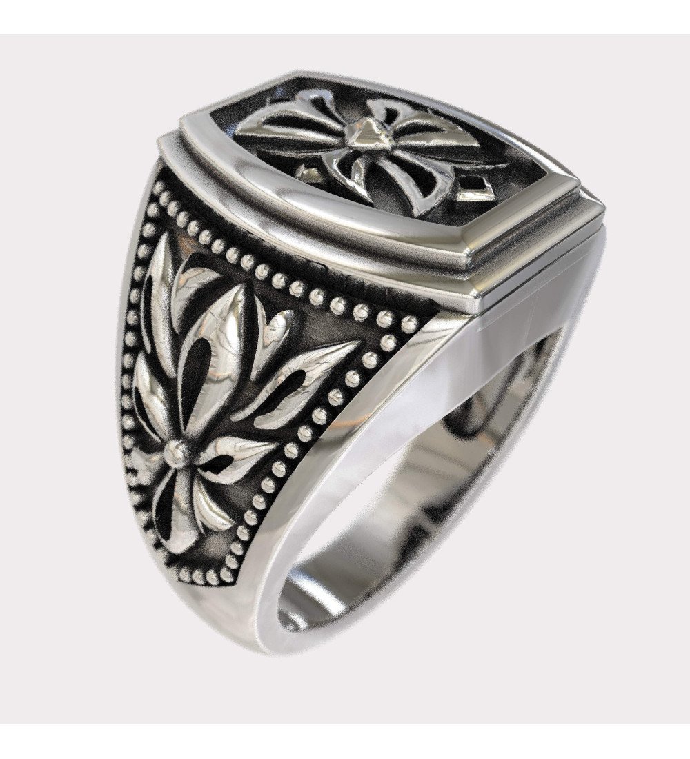 Christian Herren Chevalier Ring mit Kreuz 0010