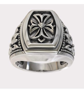 Мужское христианское кольцо Шевалье с крестом 0010