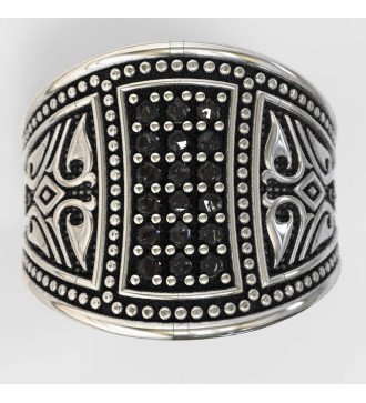 Silberner Herrenring mit schwarzen Steinen 0006