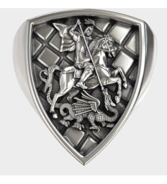 Серебряное православное кольцо Святой Георгий Убийца Драконов