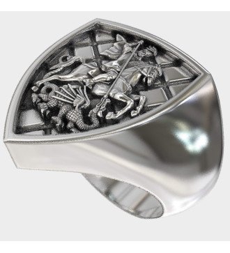 Anneau orthodoxe en argent St. George Dragon Slayer 0530
