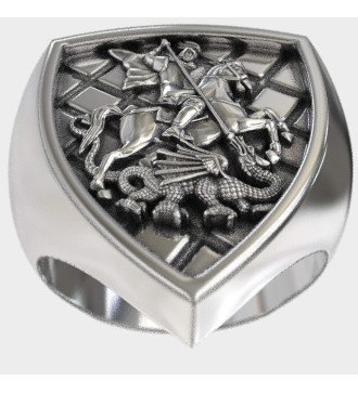 Anneau orthodoxe en argent St. George Dragon Slayer 0530
