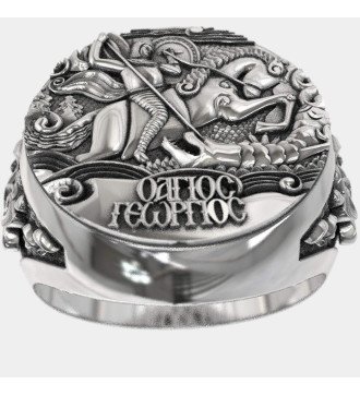 Anillo de sello San Jorge venciendo al dragón 0479