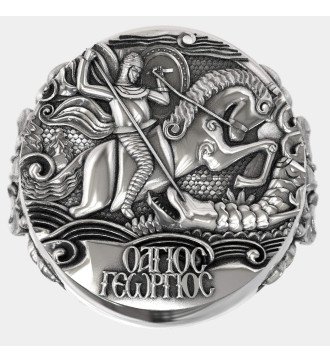 Anillo de sello San Jorge venciendo al dragón 0479