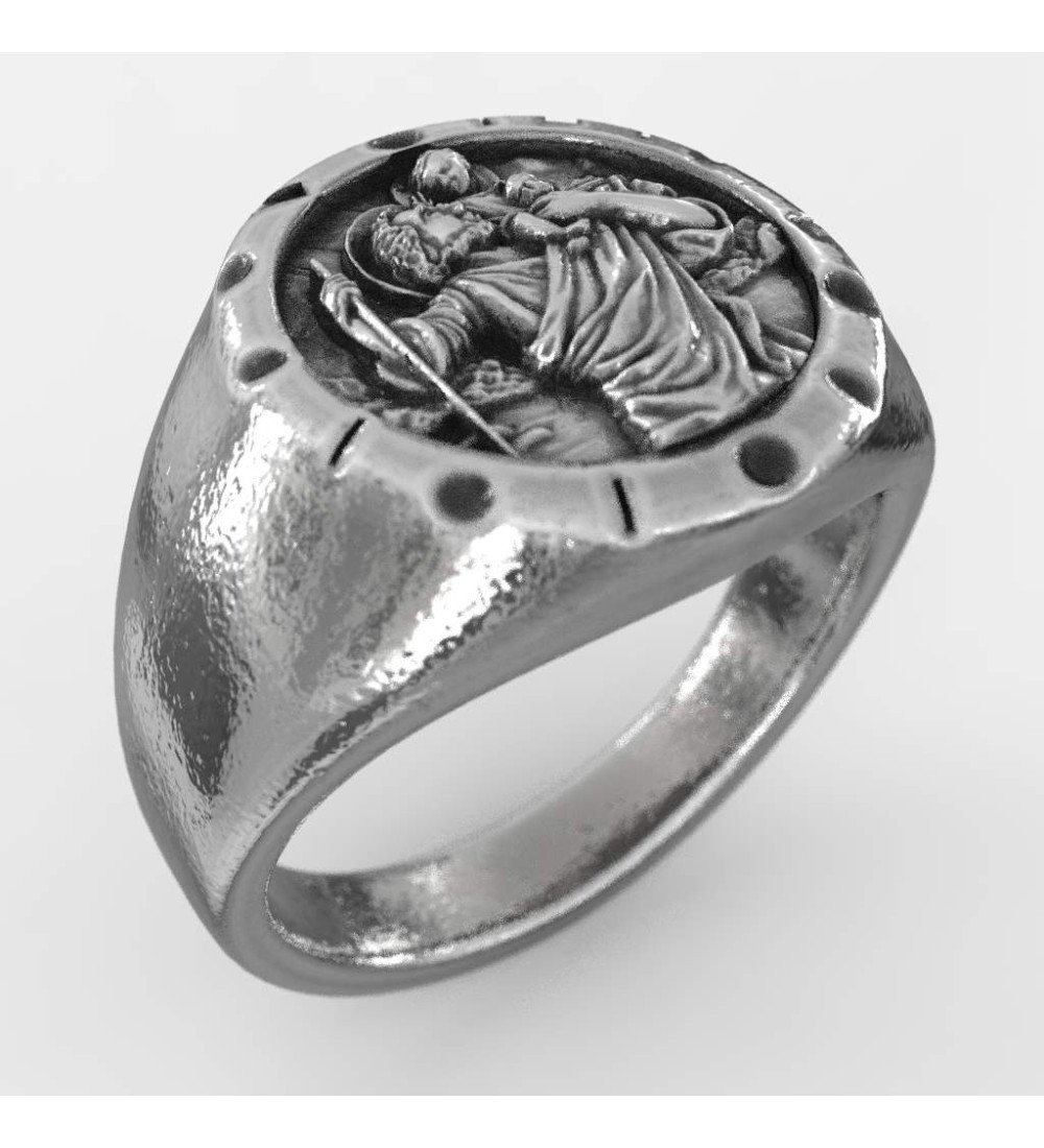 Christlicher Vintage St. Christopherus Siegelring 0651