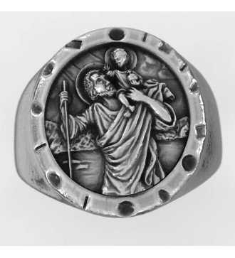 Christian Vintage St Christopher Signet Ring 0651