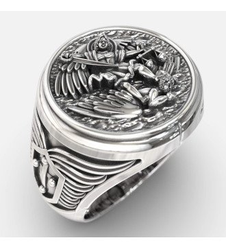 Christian Signet Catholic Archangel St Saint Michael Ring 0146