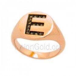 Серебряное кольцо с монограммой e