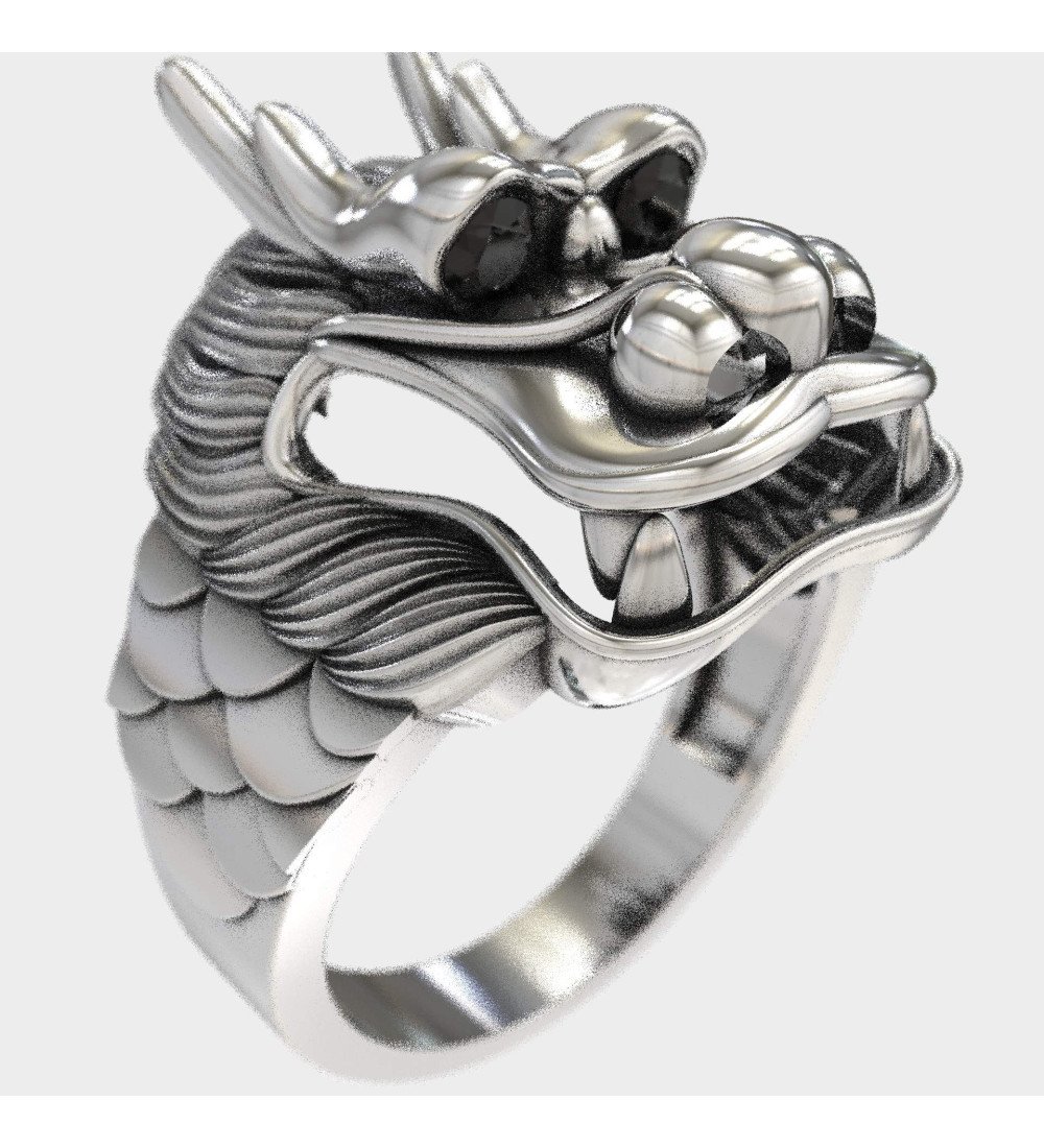 Rock Biker Ring Silver Dragon 0310