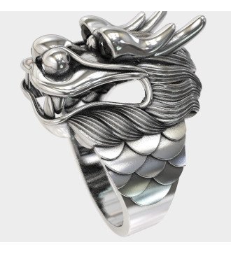 Bague Rock Biker Dragon Argent 0310