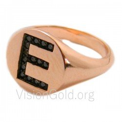 Ασημένιο δαχτυλίδι μονόγραμμα ε