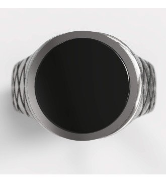 Anillo de plata con piedra de ónix negro 0810