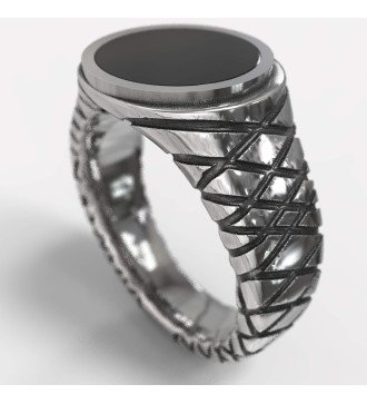 Anillo de plata con piedra de ónix negro 0810