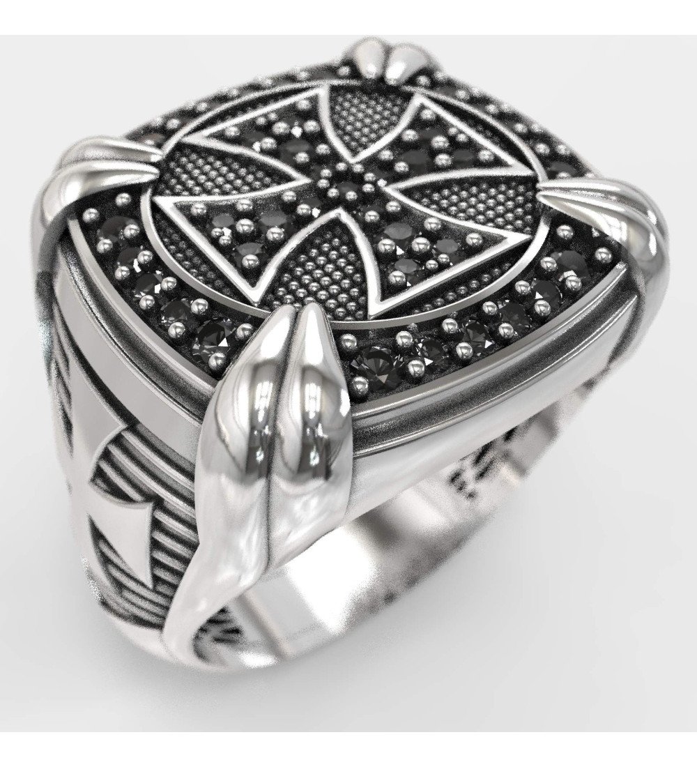 Mens Christian Cross Signet Ring 0887