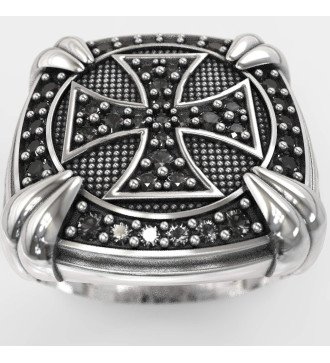 Mens Christian Cross Signet Ring 0887