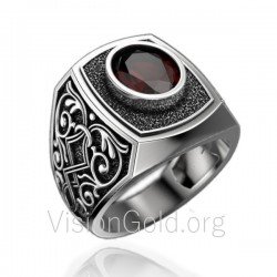 Bague homme avec pierre rouge 0027