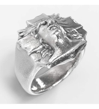 Christliches Kreuz Herren Silber Ring Jesus 0654