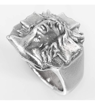 Christliches Kreuz Herren Silber Ring Jesus 0654