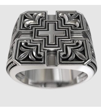 Bague religieuse chrétienne avec croix 0063