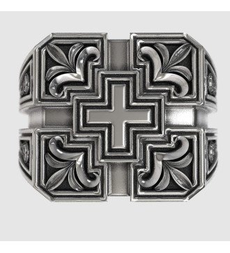 Bague religieuse chrétienne avec croix 0063