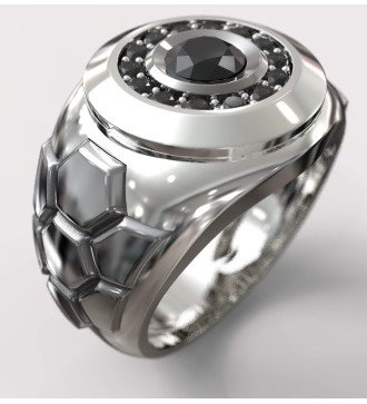 Ασημένιο Ανδρικό Δαχτυλίδι Με Μαύρη Πέτρα 0075