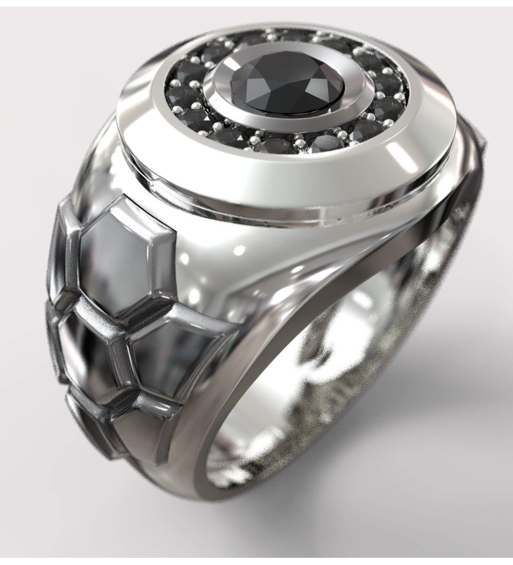 Luxus Herren Schwarz Onyx Ring 0075