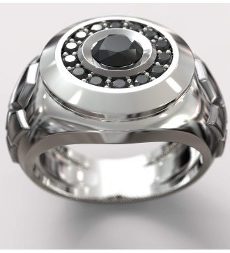 Luxus Herren Schwarz Onyx Ring 0075