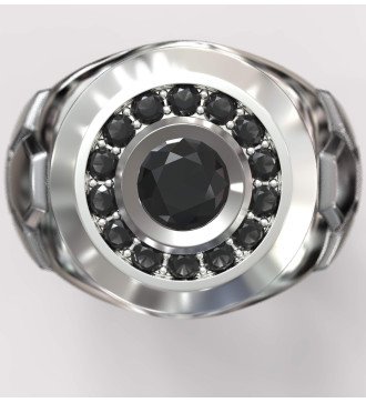 Luxus Herren Schwarz Onyx Ring 0075