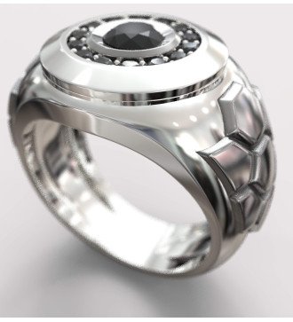 Luxus Herren Schwarz Onyx Ring 0075