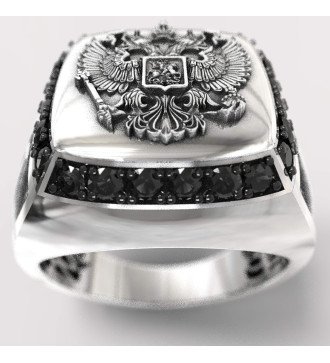 Ανδρικο Δαχτυλιδι Με Δικεφαλο Αετο Και Πετρες 0076