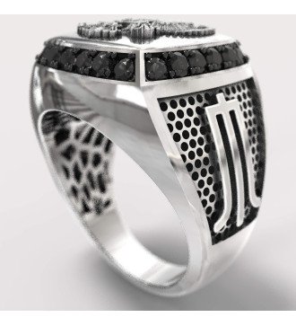 Ανδρικο Δαχτυλιδι Με Δικεφαλο Αετο Και Πετρες 0076